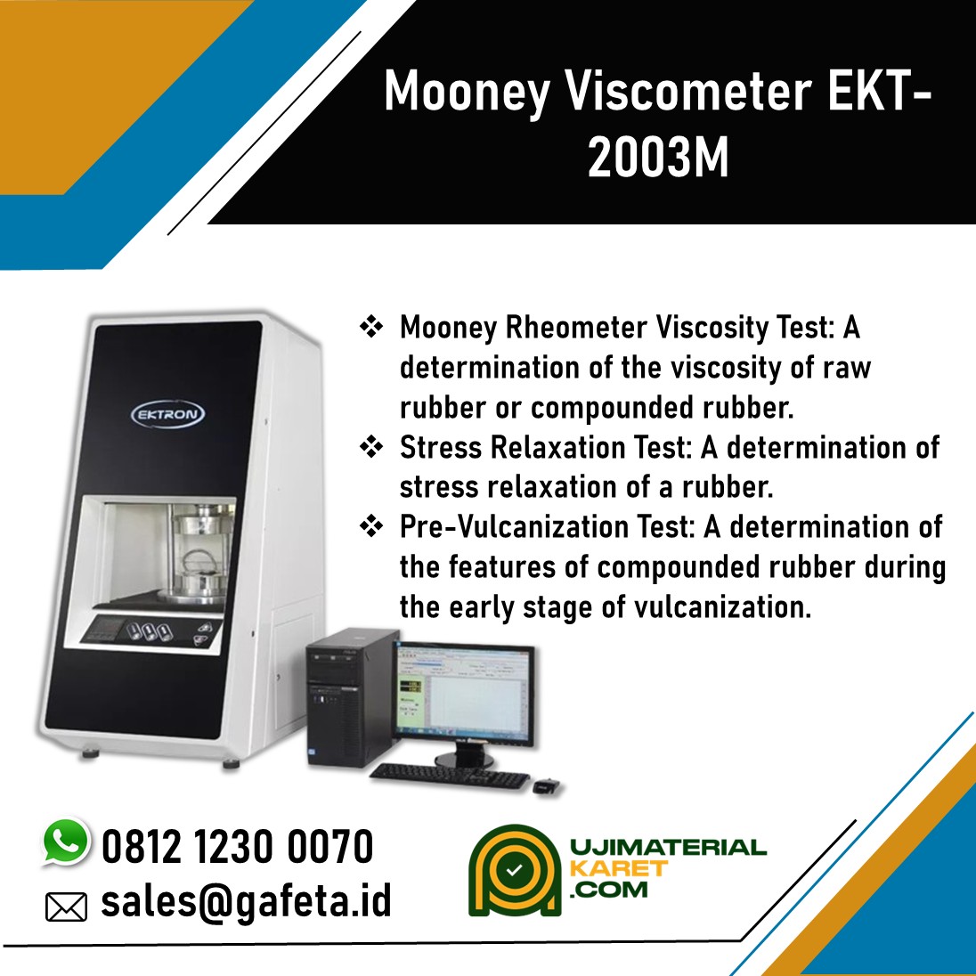 Jual Mooney Viscometer & Rheometer EKT-2003M untuk Material Karet